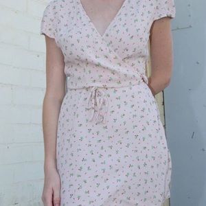 pink brandy wrap dress